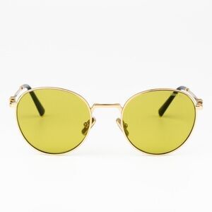 NEW Miu Miu MU55ZS 5AK07O Gold Olive Green Round Unisex Sunglasses 0MU 55ZS